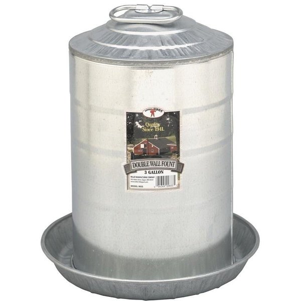 Little Giant Poultry Fount, 3 gal Capacity, Galvanized Steel, Floor, Ground Mounting 9833